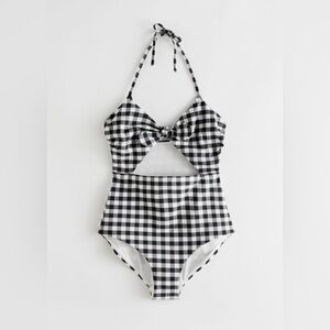 LOFT Black and White Checkered Gingham Swimsuit‎